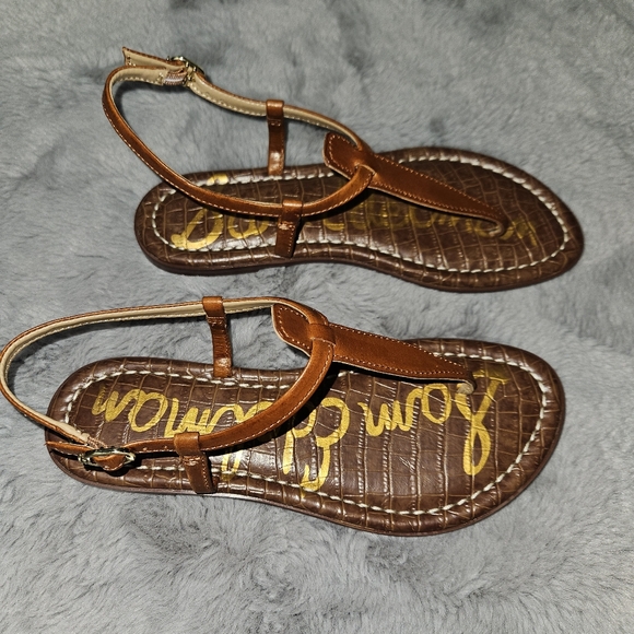 NEW! Sam Edelman Sandals Women's Size 7 Brown Leather Gigi Flats Boho NIB - Picture 4 of 13